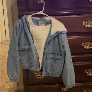 NW/OT XL longer cropped fleece lined jean jacket